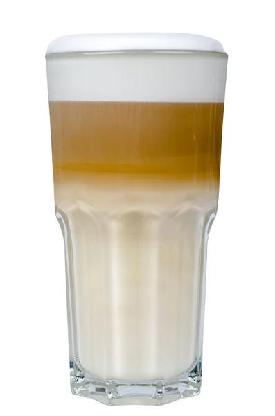 Latte macchiato en un vaso aislado — Foto de Stock