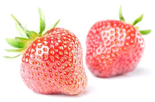 Two strawberries isolated before white — Stock Photo, Image