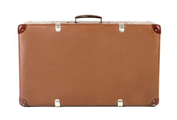 Starý kufr čelní před bílým pozadím — Stockfoto