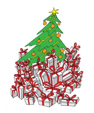 Yeşil Noel ağacı ve gigts