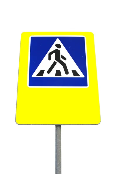 Ein Fußgängerüberweg-Schild isoliert auf weiß. — Stockfoto