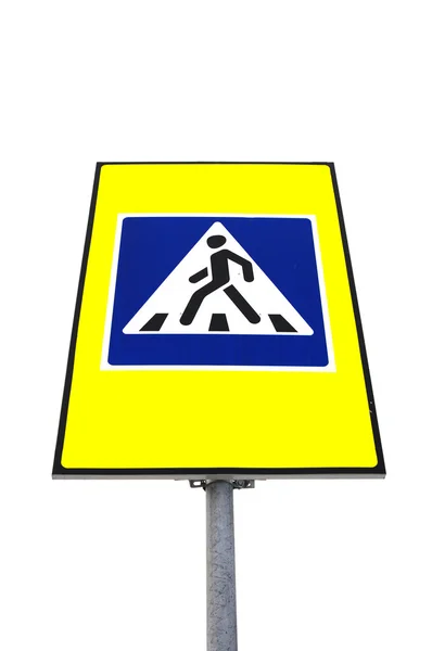 A pedestrian crossing sign isolated on white. — Stock Photo, Image