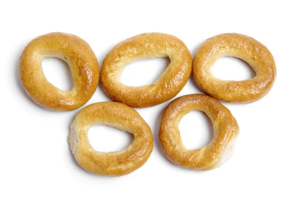 Small bread ring crackers on white — Stock Photo, Image