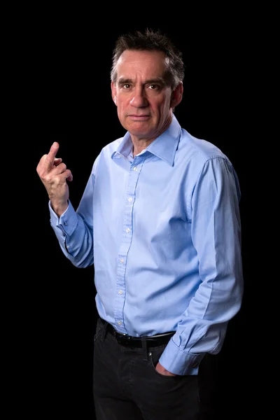 Angry Frowning Middle Age Business Man Giving One Finger Gesture — Stock Photo, Image