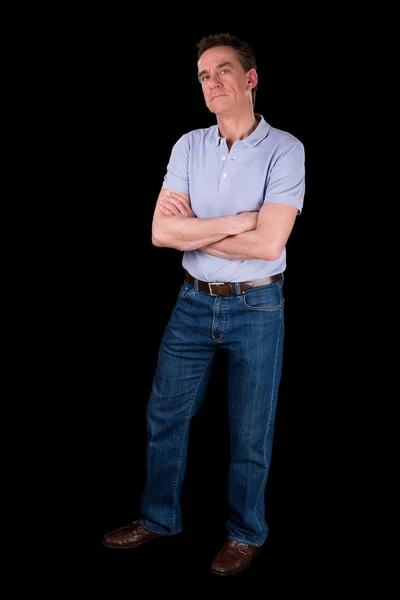 Grumpy Frowning Irritated Man Arms Folded — Stock Photo, Image