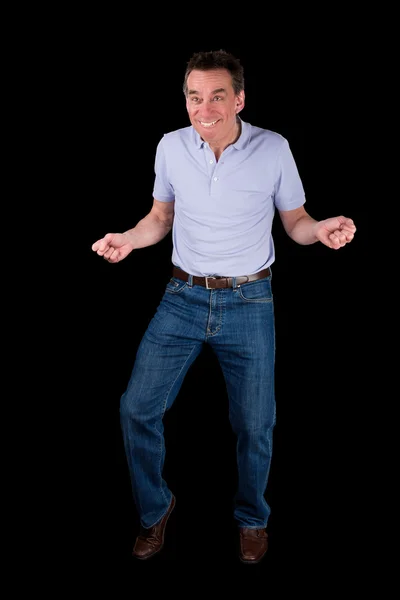 Hombre divertido de la Edad Media haciendo Danza tonta — Foto de Stock