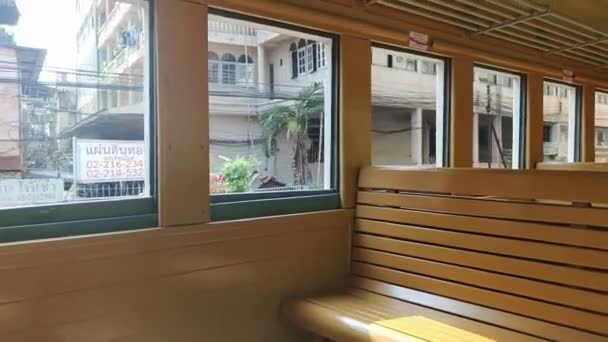 Sitze Zug Der Klasse Retro Cabin Car Hua Lamphong Bahnhof — Stockvideo