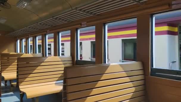 Sitze Zug Der Klasse Retro Cabin Car Hua Lamphong Bahnhof — Stockvideo