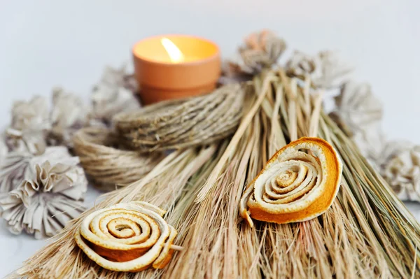 Still life with a candle — Stock Photo, Image