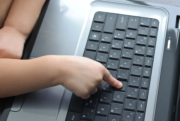 Children's hands and laptop. — Stock Photo, Image