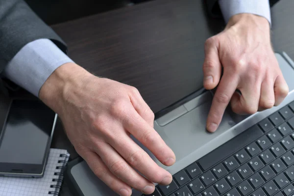 Businessman hands doing some computer work — Stock Photo, Image