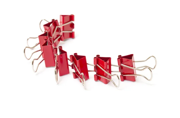 Chain of red paper clips closeup — Stock Photo, Image