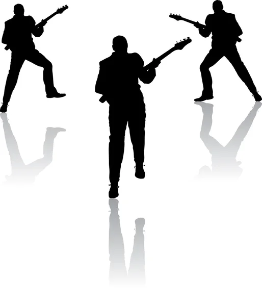 Tři muži s kytarou — Stockový vektor