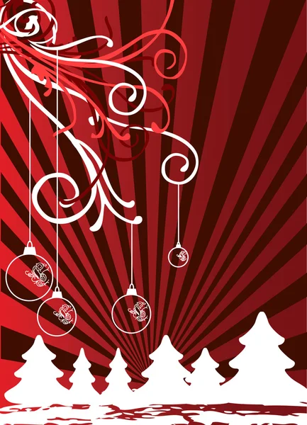 電球と雪のクリスマスのテーマ — ストックベクタ