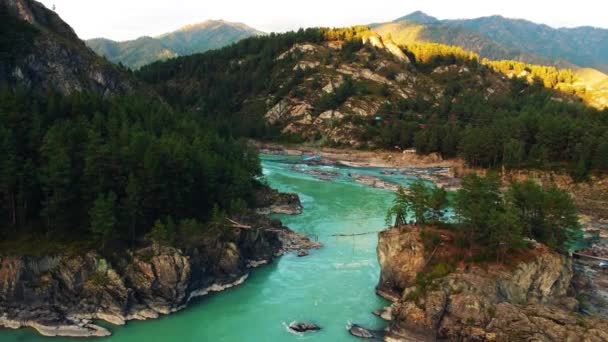 Altai Republic Siberia Russia Landscape Autumn Wildlife Huge Mountains Stone — Stock Video