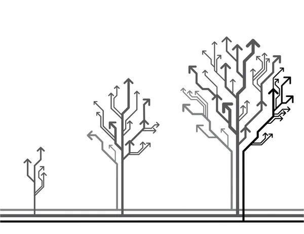 Концепція векторного зростання. Дерево зі стрілками Ліцензійні Стокові Ілюстрації