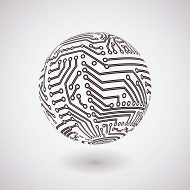 Vector circuit board sphere clipart