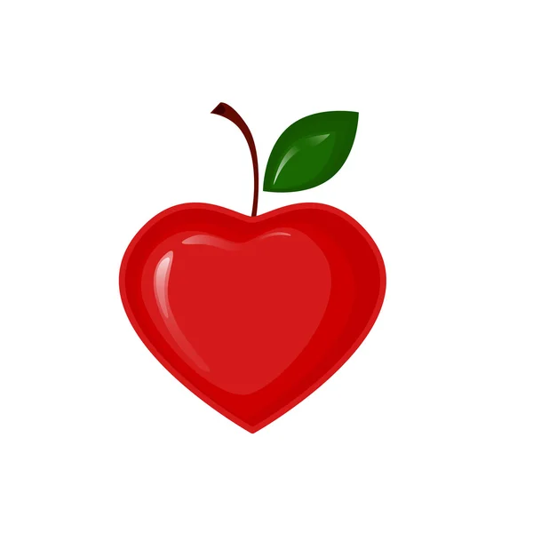 Vector manzana roja en forma de corazón — Vector de stock