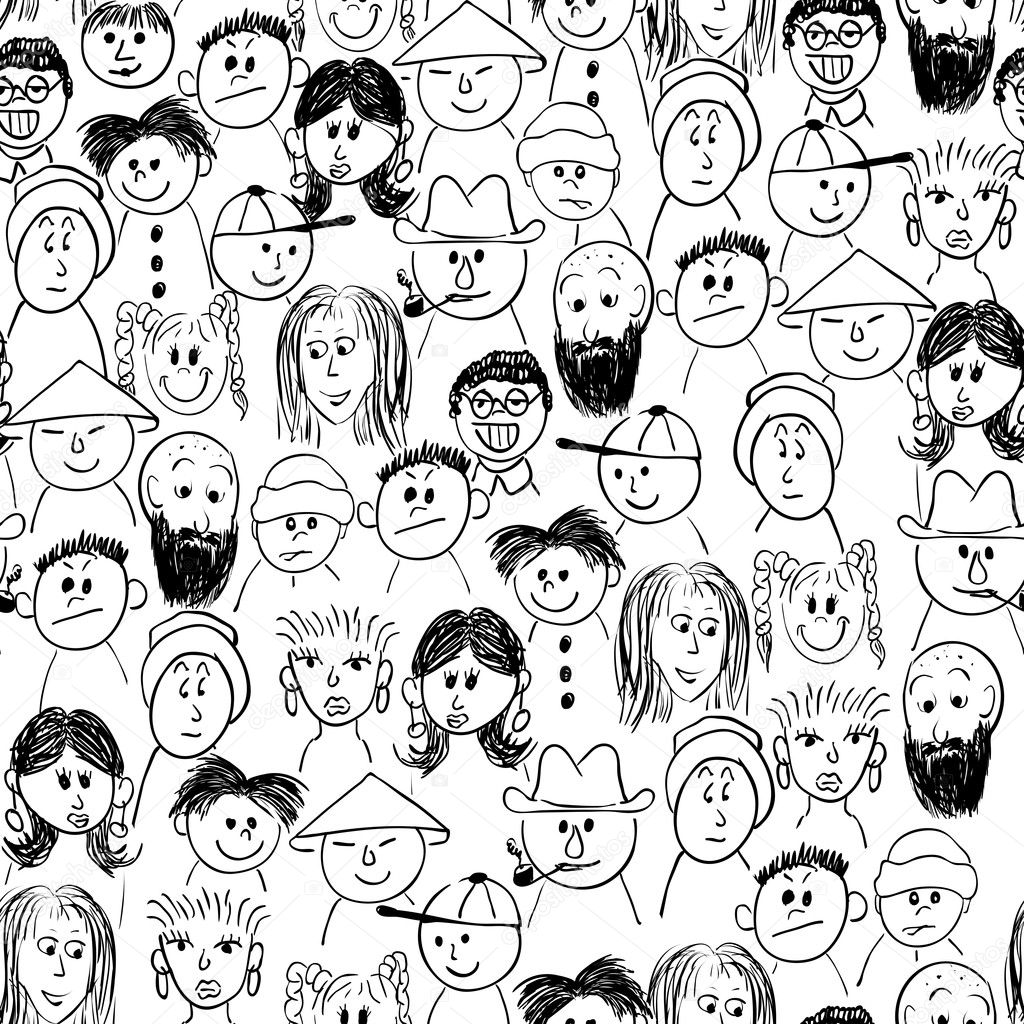 Vector seamless audience sketch