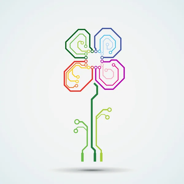 Vektor tech logotyp. kretskort blomma — Stock vektor