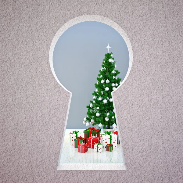 Kerstmis sleutelgat — Stockfoto