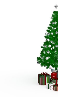 Hediyelik kutu beyaz Noel ağacı altında