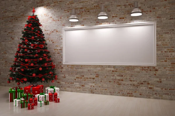 Weihnachtsbanner an der Wand — Stockfoto