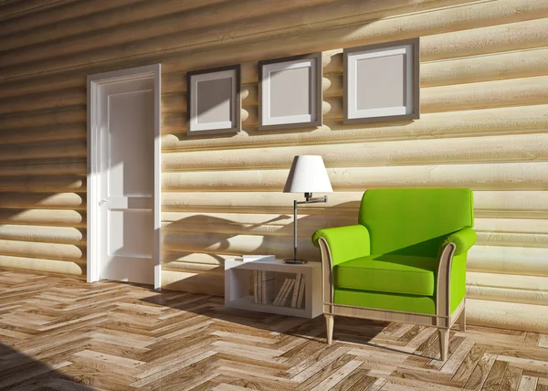 Intérieur de maison en bois — Photo