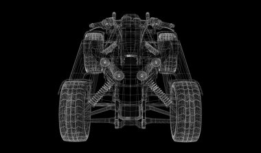 Quad bisiklet, motosiklet, 3d modeli