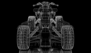 Quad bisiklet, motosiklet, 3d modeli
