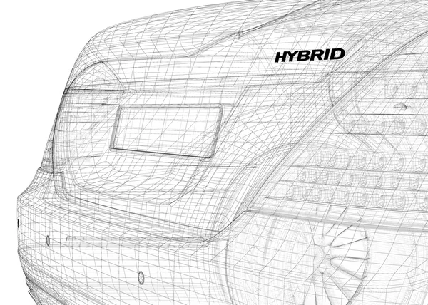 Hybride auto 3D-model — Stockfoto