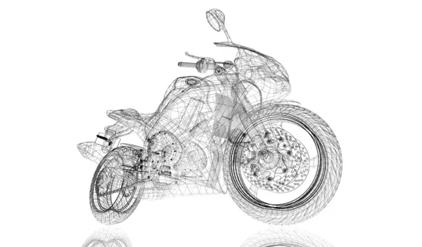 Bicicleta, motocicleta, modelo 3D — Fotografia de Stock