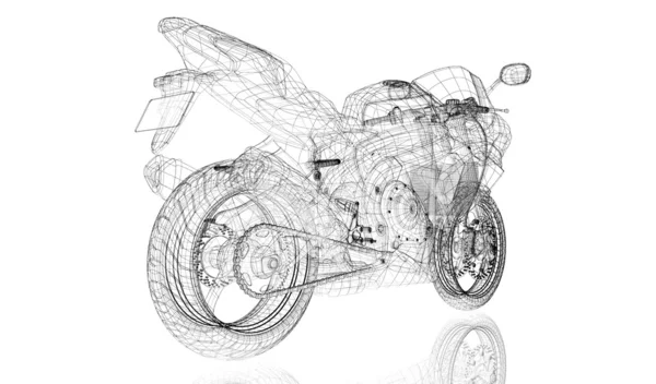 Fiets, motorfiets, 3D-model — Stockfoto