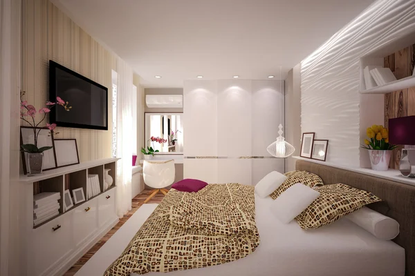 Wnętrza sypialni w nowoczesnym stylu — Zdjęcie stockowe