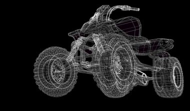 Quad bisiklet, motosiklet, 3d modeli