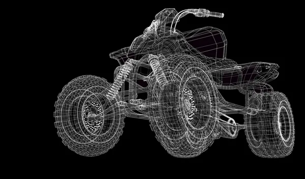 四辆自行车、 摩托车、 3d 模型 — 图库照片