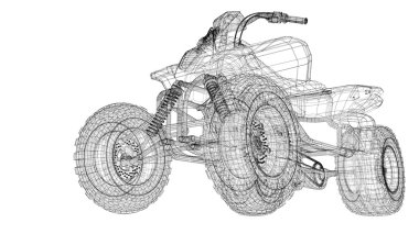 Quad bisiklet, motosiklet, 3d modeli