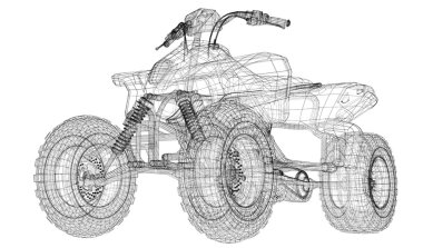 Quad bisiklet, motosiklet, 3d modeli