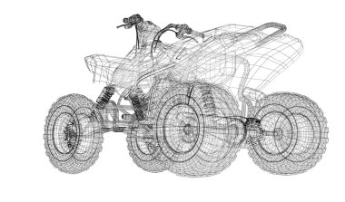 Quad bisiklet, motosiklet, 3d modeli