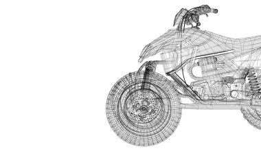 Quad bisiklet, motosiklet, 3d modeli