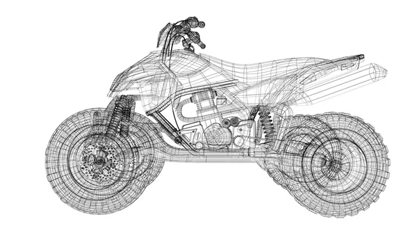 Čtyřkolku, motorku, 3d model — Stock fotografie