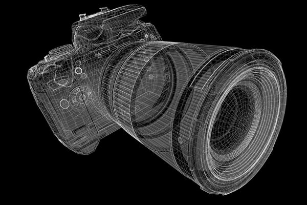 Black digital camera isolated