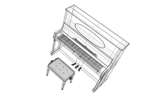 Antikt piano med sökvägen — Stockfoto