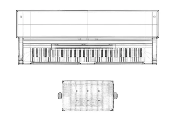 Antikt piano med sökvägen — Stockfoto