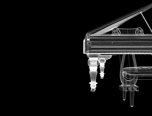Antico pianoforte a coda con percorso — Foto Stock