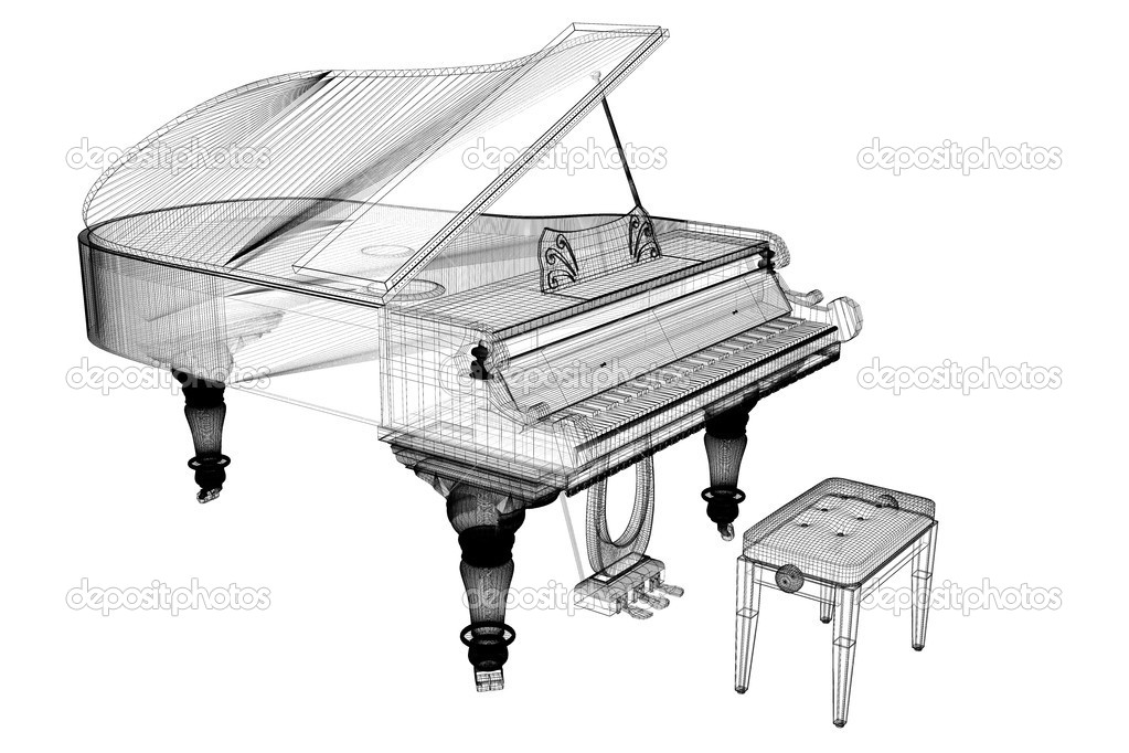 Antique grand Piano with path