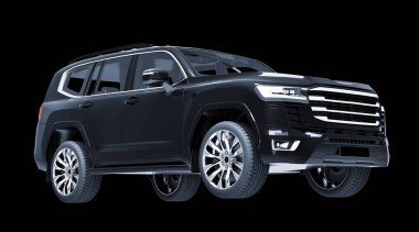 Siyah SUV arka planda izole edildi 3D model