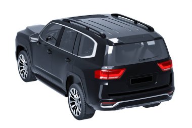 Siyah SUV beyaz arkaplan 3D modelinde izole edildi