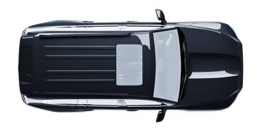 Siyah SUV beyaz arkaplan 3D modelinde izole edildi