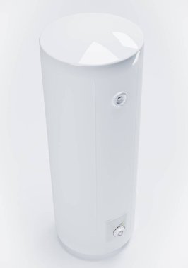  Su ısıtıcısının 3 boyutlu modeli beyaz arkaplanda izole edildi